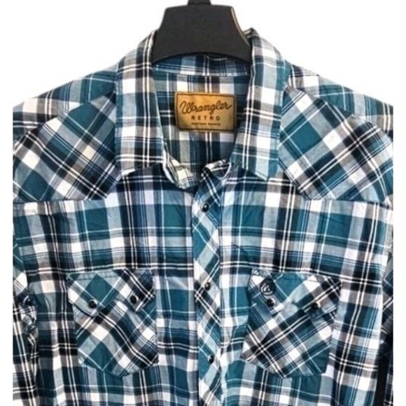 Wrangler Retro Premium XL Plaid Western Pearl Snap Shirt - Picture 3 of 8